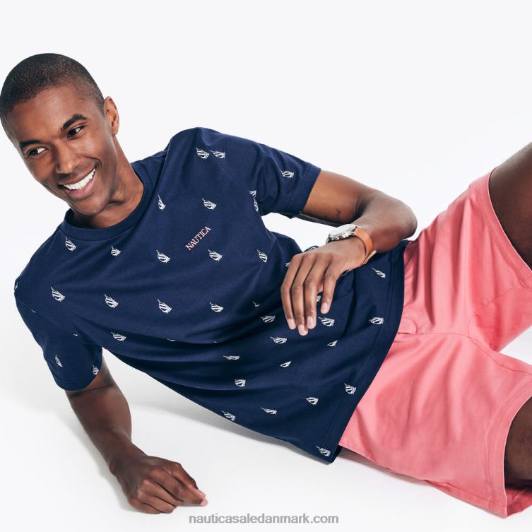 trykt logo t-shirt med rund hals flåde Nautica PZ4T529 Mænd