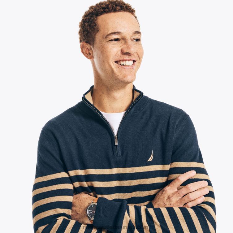 Navtech stribet sweater med kvart lynlås flåde Nautica PZ4T672 Mænd
