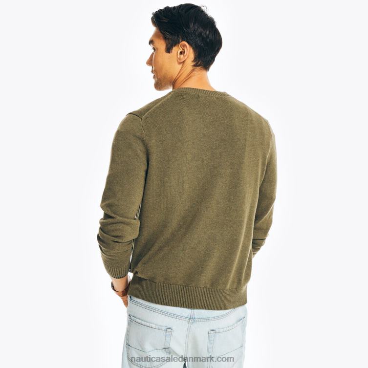 bæredygtigt udformet langærmet henley sweater mørk jæger Nautica PZ4T544 Mænd