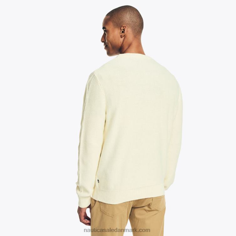 kabelstrikket sweater med rund hals sejlcreme Nautica PZ4T173 Mænd