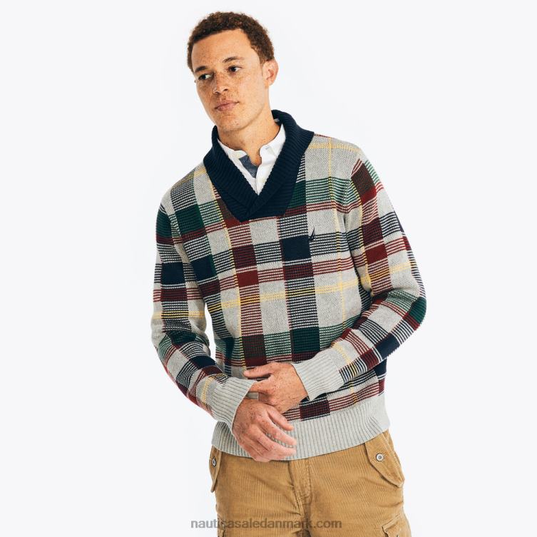 plaid sweater med sjalhals flåde Nautica PZ4T246 Mænd
