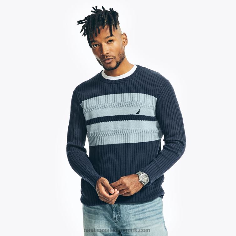 stribet trøje med rund hals flåde Nautica PZ4T325 Mænd