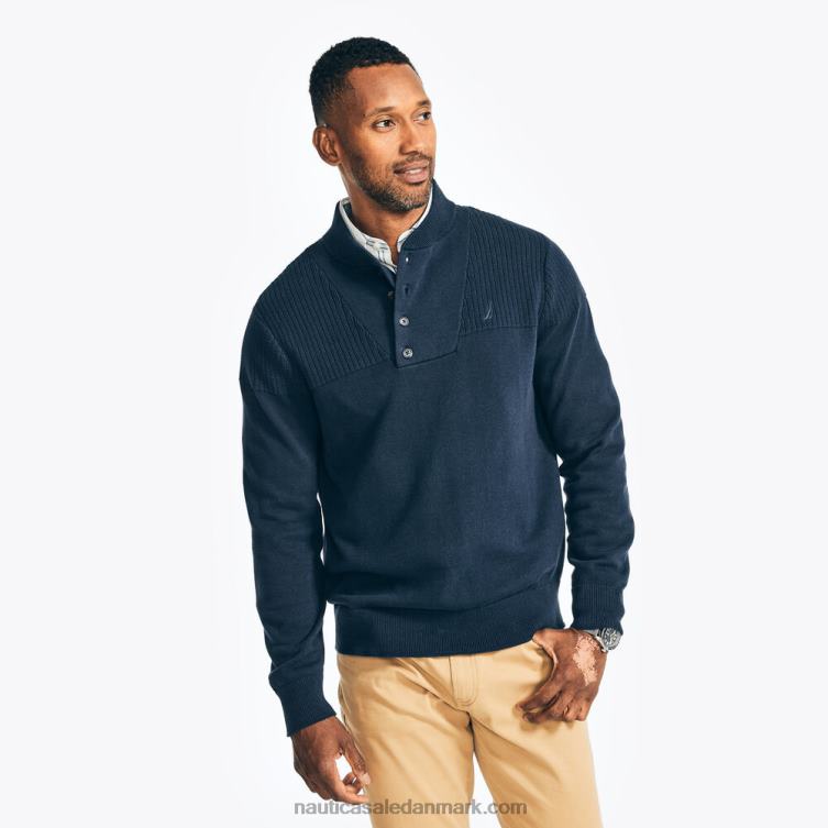 tekstureret henley stjerneblå lyng Nautica PZ4T619 Mænd