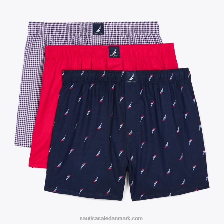 gingham vævede boksere 3-pak blåt dyk Nautica PZ4T108 Mænd