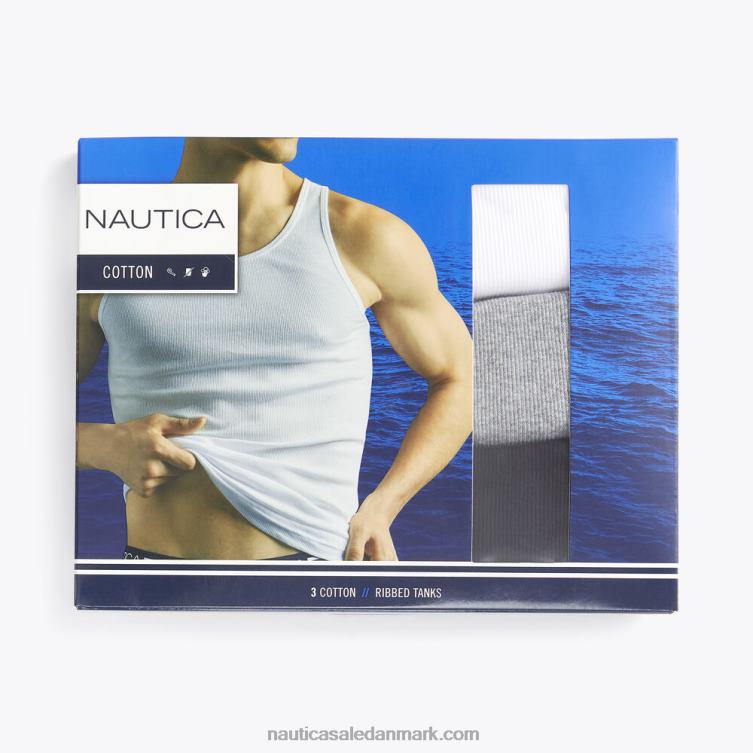 ribbede tanke 3-pak grå lyng Nautica PZ4T617 Mænd