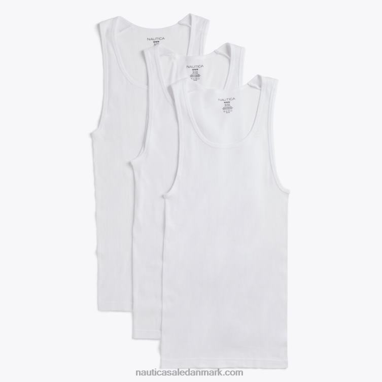 ribbede tanke 3-pak lyse hvid Nautica PZ4T69 Mænd