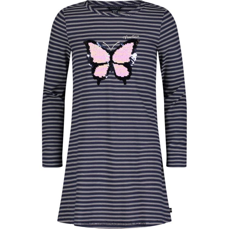 småbørnspigers sommerfuglekjole med pailletter (2t-4t) flåde Nautica PZ4T1356