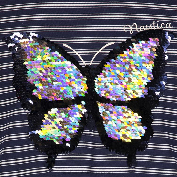 småbørnspigers sommerfuglekjole med pailletter (2t-4t) flåde Nautica PZ4T1356