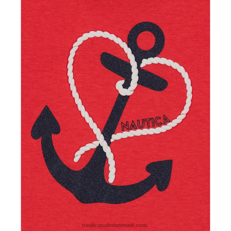 anker-t-shirt med glimmer til små piger (4-6x) bøje rød Nautica PZ4T1476