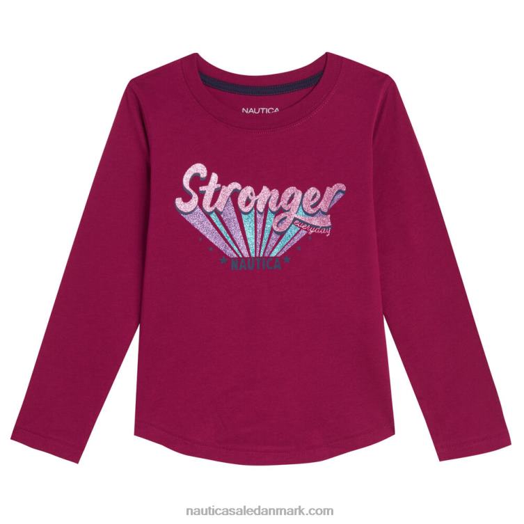 langærmet t-shirt til piger, der er stærkere end nogensinde (7-16) støvet pink Nautica PZ4T1423