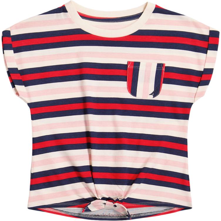 småbørnspigers stribede t-shirt med slips foran (2t-4t) tomat Nautica PZ4T1425