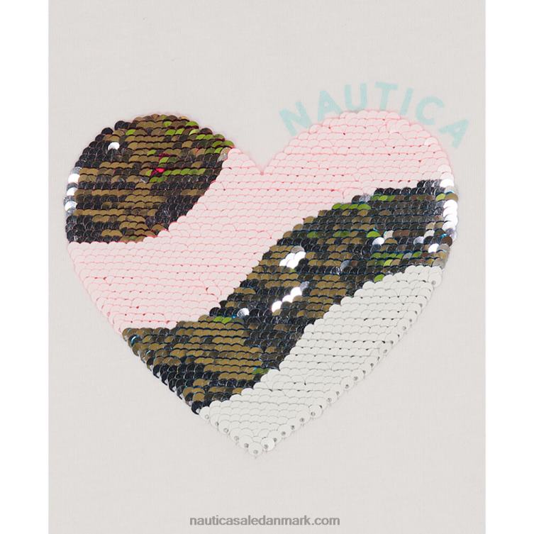 små pigers magiske paillethjerte-t-shirt (4-6x) antik hvidvask Nautica PZ4T1368