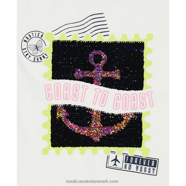 t-shirt med magisk pailletstempel til piger (7-16) antik hvidvask Nautica PZ4T1499