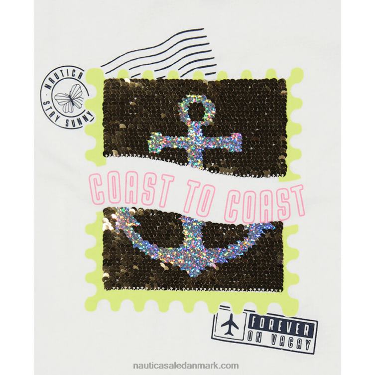 t-shirt med magisk pailletstempel til piger (7-16) antik hvidvask Nautica PZ4T1499