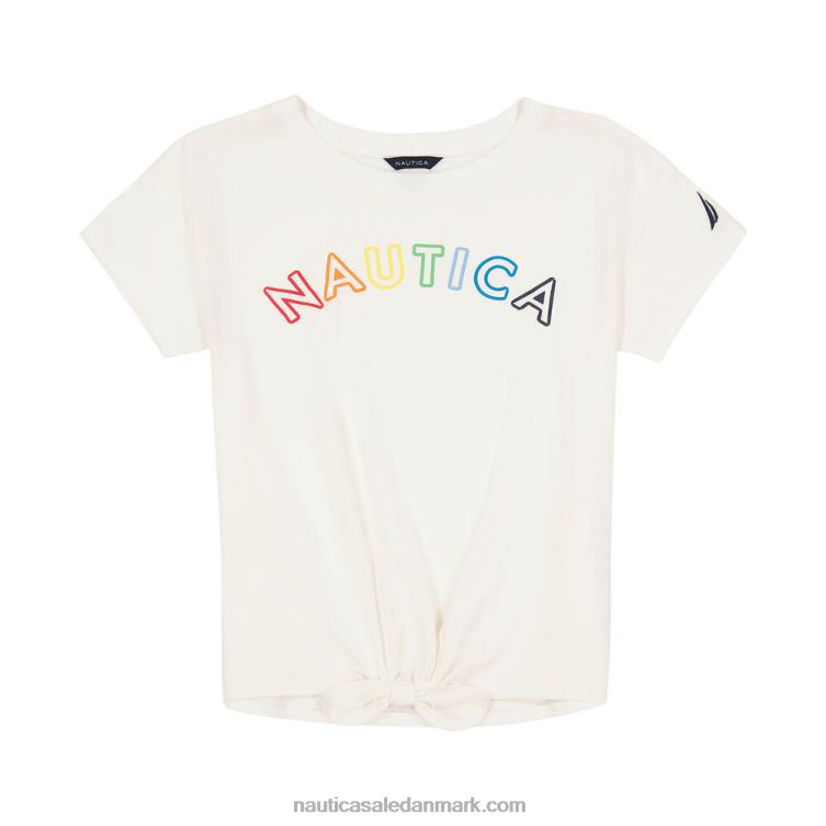 t-shirt med slips foran til piger (7-16) antik hvidvask Nautica PZ4T1515